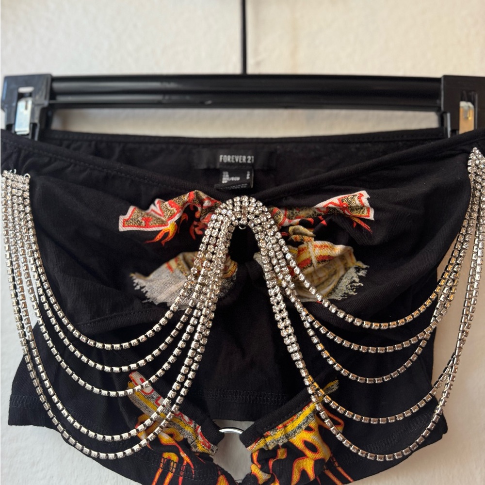 Forever 21 Black Top with Rhinestone Accents